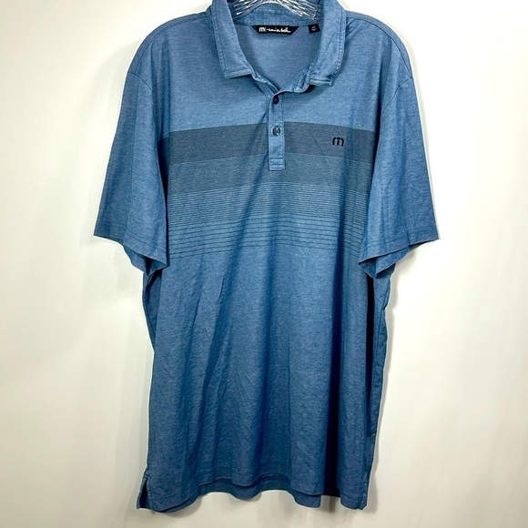 Travis Matthew Coastal Chest Striped blue Polo size XXL. Blue.Pima cotton - Picture 1 of 11